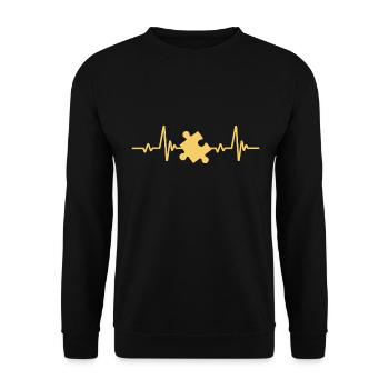 Puzzle | Herzschlag - Unisex Pullover - Schwarz - Vorne - Alina (178cm) & Michal (187cm)