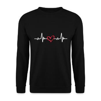 Battement De Coeur Avec Le Coeur - L'amour - Sweat-shirt Unisexe - noir - Devant - Alina (178cm) & Michal (187cm)
