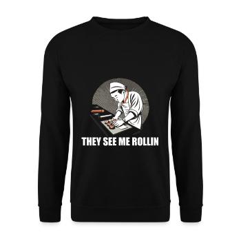 Sushi Meister - Unisex Pullover - Schwarz - Vorne - Alina (178cm) & Michal (187cm)