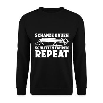 Schlittenfahrer Rodeln Schlittenfahren Rodler - Unisex Pullover - Schwarz - Vorne - Alina (178cm) & Michal (187cm)