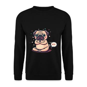 Pupsen Furzen Yoga Mops Lustig - Unisex Pullover - Schwarz - Vorne - Alina (178cm) & Michal (187cm)