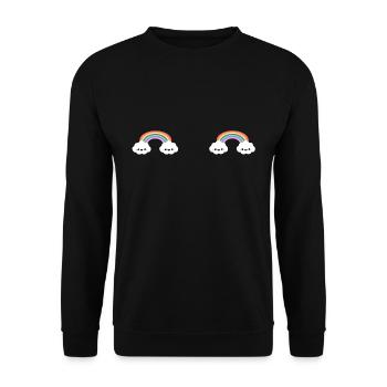 Brüste gezeichnet aus Regenbogen Wolke Geschenk - Unisex Pullover - Schwarz - Vorne - Alina (178cm) & Michal (187cm)