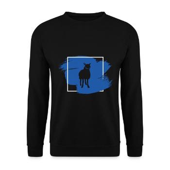 Schaf im Fensterrahmen Landwirtschaft - Unisex Pullover - Schwarz - Vorne - Alina (178cm) & Michal (187cm)