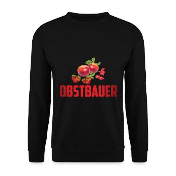 DER OBSTBAUER MIT OBST - Unisex Pullover - Schwarz - Vorne - Alina (178cm) & Michal (187cm)