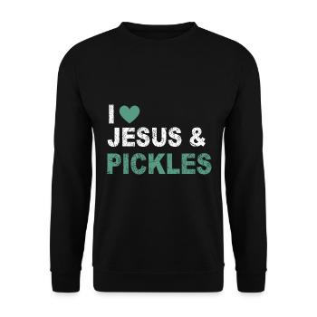 Jesus Lustige Gurke Liebhaber Zitat Spruch Humor - Unisex Pullover - Schwarz - Vorne - Alina (178cm) & Michal (187cm)