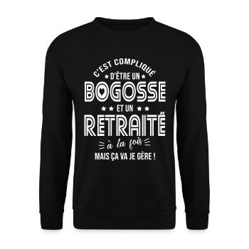 Cadeau retraite papa retraite 2022 retraité - Sweat-shirt Unisexe - noir - Devant - Alina (178cm) & Michal (187cm)