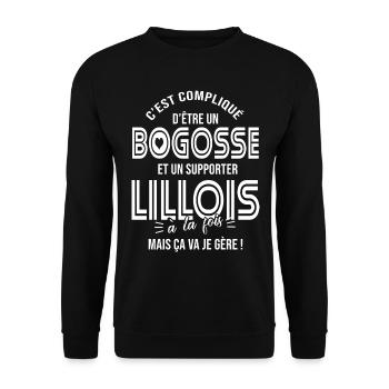 Cadeau bogosse supporter club foot lille - Sweat-shirt Unisexe - noir - Devant - Alina (178cm) & Michal (187cm)