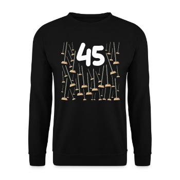 45 Balais Cadeau d'Anniversaire Humour Papa Maman - Sweat-shirt Unisexe - noir - Devant - Alina (178cm) & Michal (187cm)
