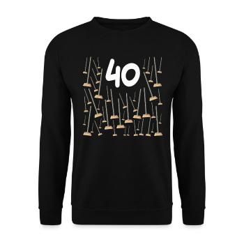 40 ans,40 Balais Anniversaire Humour - Sweat-shirt Unisexe - noir - Devant - Alina (178cm) & Michal (187cm)