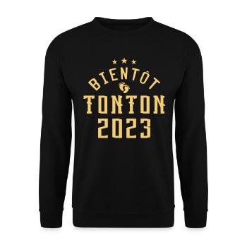 Annonce grossesse bientôt Tonton 2023 - Sweat-shirt Unisexe - noir - Devant - Alina (178cm) & Michal (187cm)