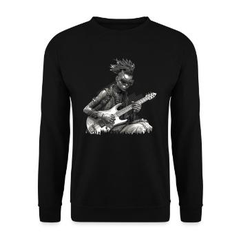 Gitarristin | Gitarrist | Cyberpunk | Musikerin - Unisex Pullover - Schwarz - Vorne - Alina (178cm) & Michal (187cm)