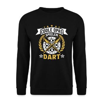 Coole Opas spielen Darts Dart Sprüche Opa Dart - Unisex Pullover - Schwarz - Vorne - Alina (178cm) & Michal (187cm)