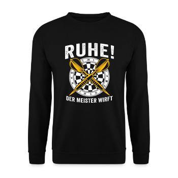 Ruhe der Meister wirft t-shirt dart - Unisex Pullover - Schwarz - Vorne - Alina (178cm) & Michal (187cm)