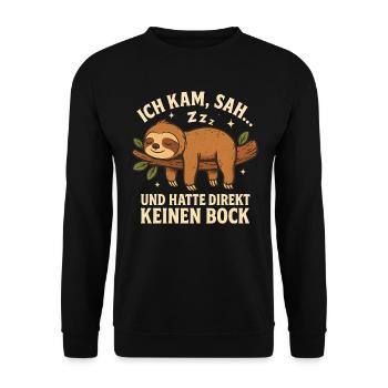 Faultier Geschenk Sloth Büro Arbeitskollege - Unisex Pullover - Schwarz - Vorne - Alina (178cm) & Michal (187cm)