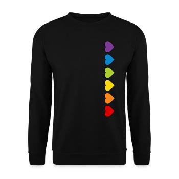 LGBT CSD LGBTQ+ HERZ REGENBOGEN HERZEN PRIDE MONTH - Unisex Pullover - Schwarz - Vorne - Alina (178cm) & Michal (187cm)