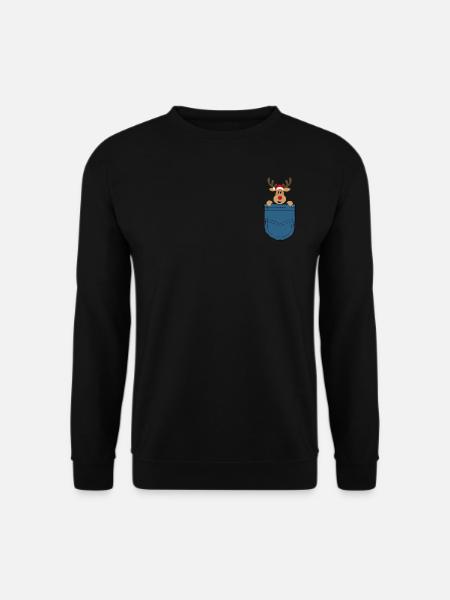Christmas moose in breast pocket - Unisex Sweatshirt - black
