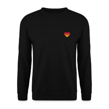 Herz 3farbig - Rot Orange Gelb - Sonnenuntergang - Unisex Pullover - Schwarz - Vorne - Alina (178cm) & Michal (187cm)