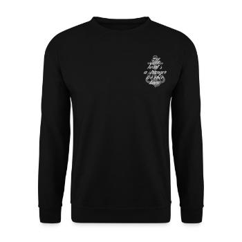 Stranger white pocket print - Unisex Pullover - Schwarz - Vorne - Alina (178cm) & Michal (187cm)