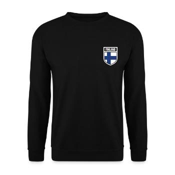 Finnland - Nationalfahne im Wappen - Unisex Pullover - Schwarz - Vorne - Alina (178cm) & Michal (187cm)