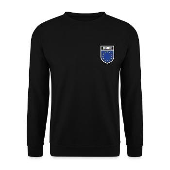 Europa - Nationalfahne im Wappen - Unisex Pullover - Schwarz - Vorne - Alina (178cm) & Michal (187cm)