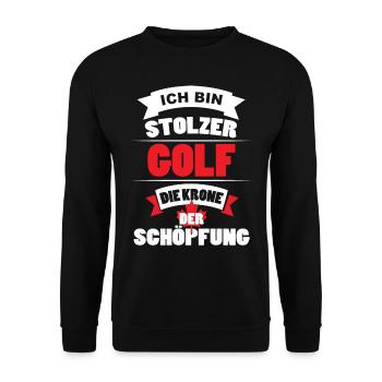Stolzer Golf Geschenk T Shirt - Unisex Pullover - Schwarz - Vorne - Alina (178cm) & Michal (187cm)