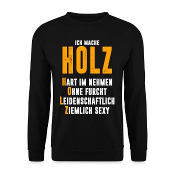 Holz - Unisex Pullover - Schwarz - Vorne - Alina (178cm) & Michal (187cm)