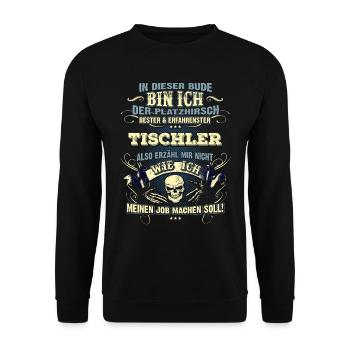 Edles Berufe-Shirt für den Tischler - Unisex Pullover - Schwarz - Vorne - Alina (178cm) & Michal (187cm)