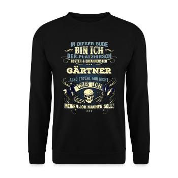 Edles Berufe-Shirt für den Gärtner - Unisex Pullover - Schwarz - Vorne - Alina (178cm) & Michal (187cm)