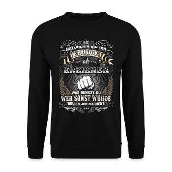 Edles Berufe-Shirt für den Erzieher - Unisex Pullover - Schwarz - Vorne - Alina (178cm) & Michal (187cm)