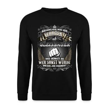 Edles Berufe-Shirt für den Gleisbauer - Unisex Pullover - Schwarz - Vorne - Alina (178cm) & Michal (187cm)