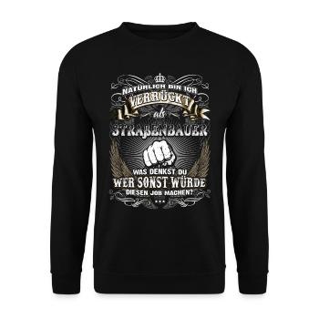 Edles Berufe-Shirt für den Straßenbauer - Unisex Pullover - Schwarz - Vorne - Alina (178cm) & Michal (187cm)