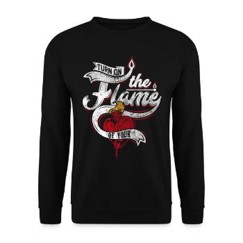 CŒUR DE FEU - Cadeau romantique - Sweat-shirt Unisexe - noir - Devant - Alina (178cm) & Michal (187cm)
