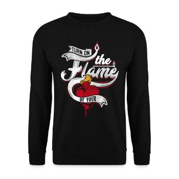 COEUR FEU - Cadeau romantique - Sweat-shirt Unisexe - noir - Devant - Alina (178cm) & Michal (187cm)