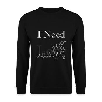 I Need Oxytocin & Love Love Chemistry Joke Biology - Unisex Sweatshirt - black - Front - Alina (178cm) & Michal (187cm)