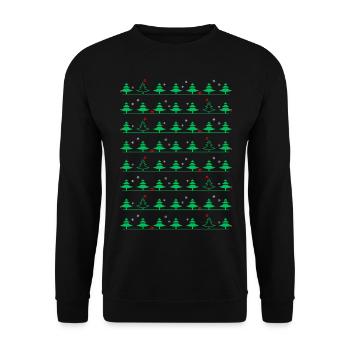 Tannenbaum Christbaum Muster Weihnachten - Unisex Pullover - Schwarz - Vorne - Alina (178cm) & Michal (187cm)