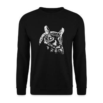 Eule - Unisex Pullover - Schwarz - Vorne - Alina (178cm) & Michal (187cm)