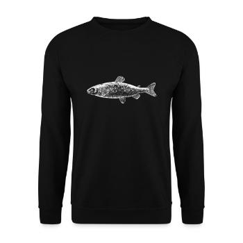 Fisch - Unisex Pullover - Schwarz - Vorne - Alina (178cm) & Michal (187cm)