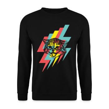 cat - Unisex Sweatshirt - black - Front - Alina (178cm) & Michal (187cm)