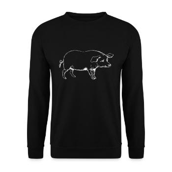 Schwein - Unisex Pullover - Schwarz - Vorne - Alina (178cm) & Michal (187cm)