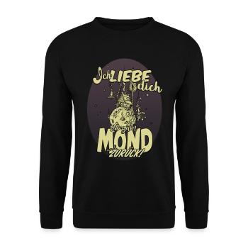 Ich liebe Dich bis zum Mond und zurück - Unisex Pullover - Schwarz - Vorne - Alina (178cm) & Michal (187cm)