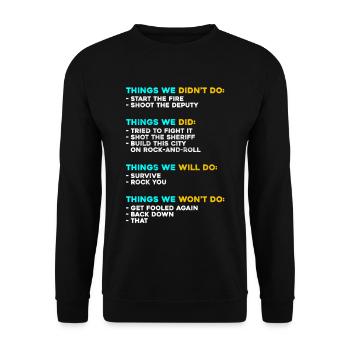 Things we did not love Music 80s 70s - Unisex Sweatshirt - black - Front - Alina (178cm) & Michal (187cm)