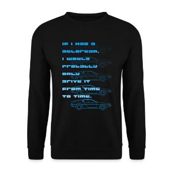 Delorean Time Driving Future Back Time Travel Movie - Unisex Sweatshirt - black - Front - Alina (178cm) & Michal (187cm)