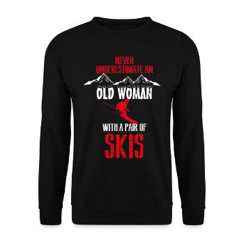 Ski für alte Frauen - Unisex Pullover - Schwarz - Vorne - Alina (178cm) & Michal (187cm)