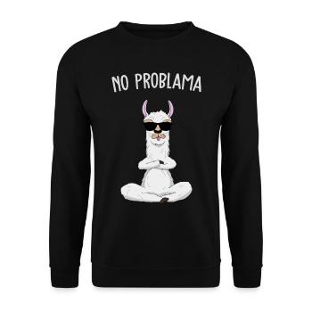 No Problama Cooles freches Lama Llama Geschenk - Unisex Pullover - Schwarz - Vorne - Alina (178cm) & Michal (187cm)