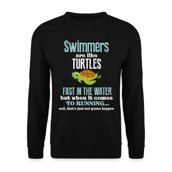 swimmers are like turtles - Unisex Sweatshirt - black - Front - Alina (178cm) & Michal (187cm)