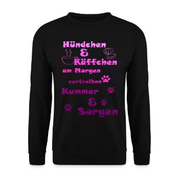 Le café de chien faire fuir les soucis - Sweat-shirt Unisexe - noir - Devant - Alina (178cm) & Michal (187cm)