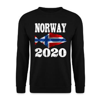 Angler Norway 2019 halibut fishing flag shirt - Unisex Sweatshirt - black - Front - Alina (178cm) & Michal (187cm)
