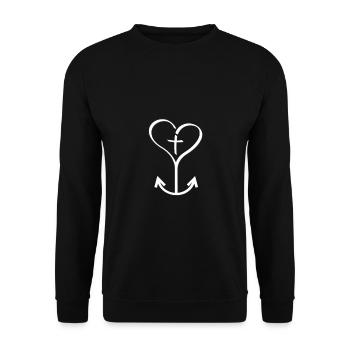 Cross heart anchor - Unisex Sweatshirt - black - Front - Alina (178cm) & Michal (187cm)