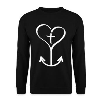 Faith love hope cross heart anchor - Unisex Sweatshirt - black - Front - Alina (178cm) & Michal (187cm)