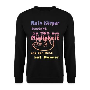 Müde faul witzig lustig - Unisex Pullover - Schwarz - Vorne - Alina (178cm) & Michal (187cm)